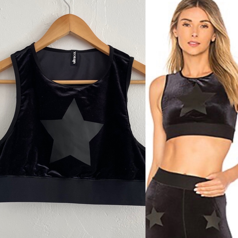 Ultracor Bandier Velvet Star Sports Bra, Black size Large